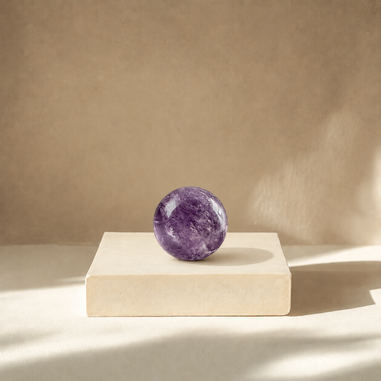 amethyst crystal sphere for meditation altar desk decor and calming spiritual energy
