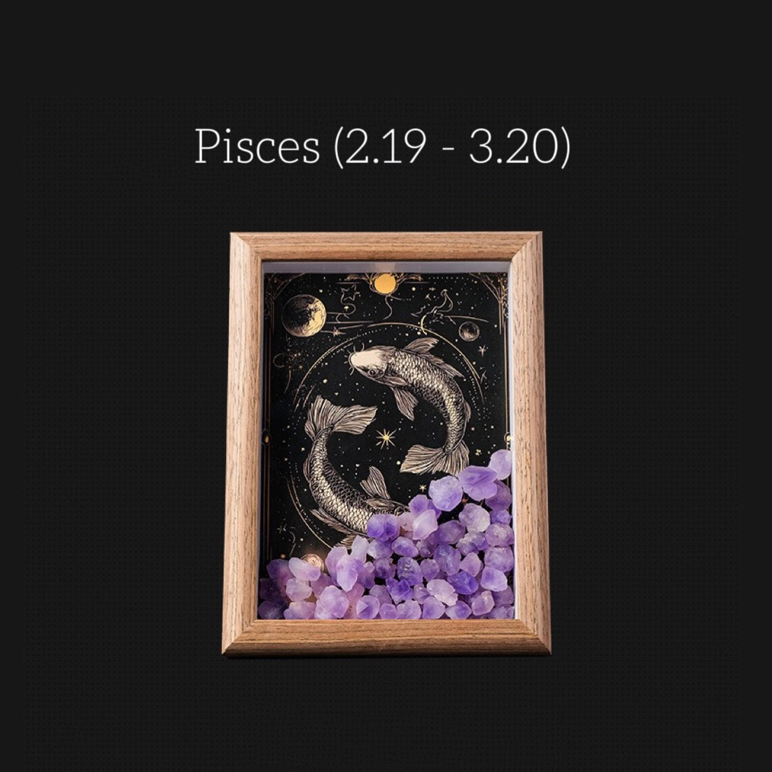 Zodiac Crystal Wall Art – Handmade Horoscope Stone Frame (12 Signs) - Auratract
