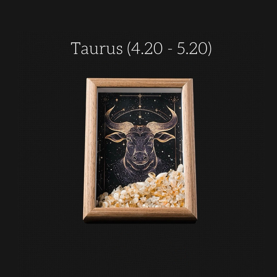 Zodiac Crystal Wall Art – Handmade Horoscope Stone Frame (12 Signs) - Auratract