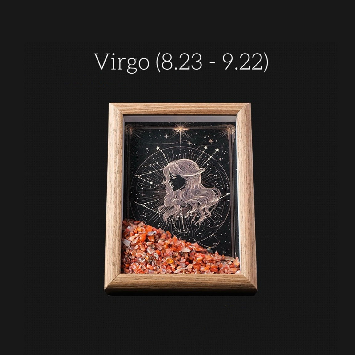 Zodiac Crystal Wall Art – Handmade Horoscope Stone Frame (12 Signs) - Auratract
