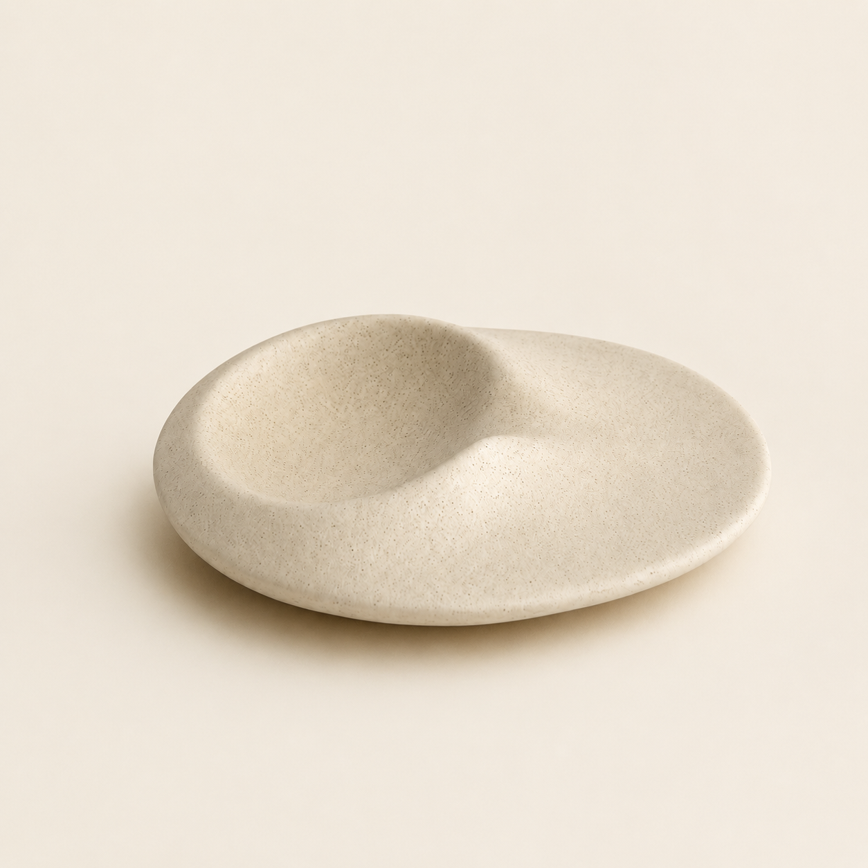 Minimalist Ceramic Palo Santo and Sage Holder with textured white ceramic finish and shallow organic shape for ritual decor.