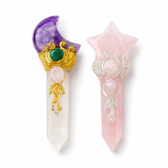 Star and moon crystal points with Rose Quartz, Amethyst, and Clear Quartz for calm, self-care, and emotional balance.