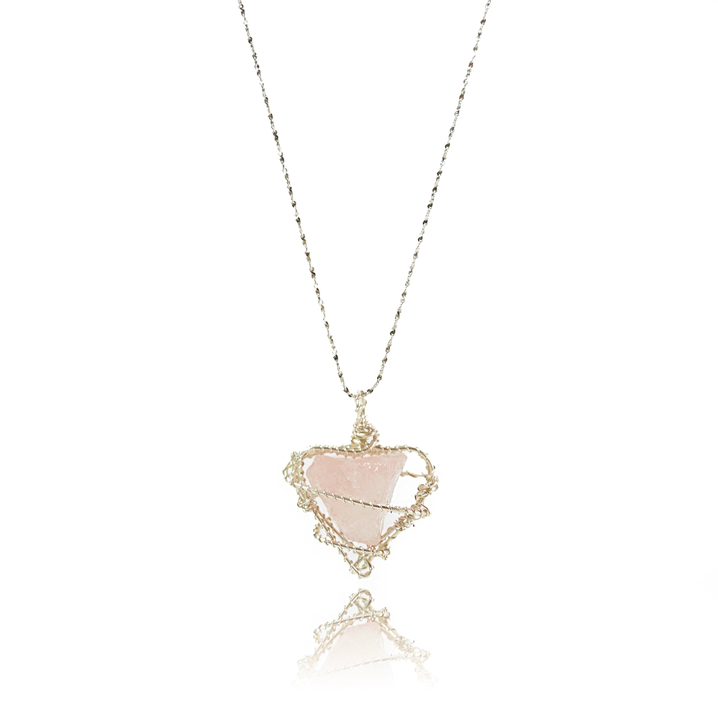 ''Heartsigh'' Rose Quartz Necklace｜Handmade Jewelry For Love & Self-Healing - Auratract