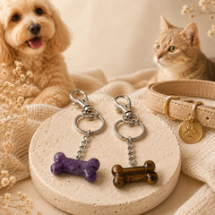 Natural stone crystal pet bone charms in multiple colors for dog collars, bags and keepsakes
