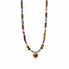Tiger’s Eye and Sodalite Heart Necklace for Protection and Clarity