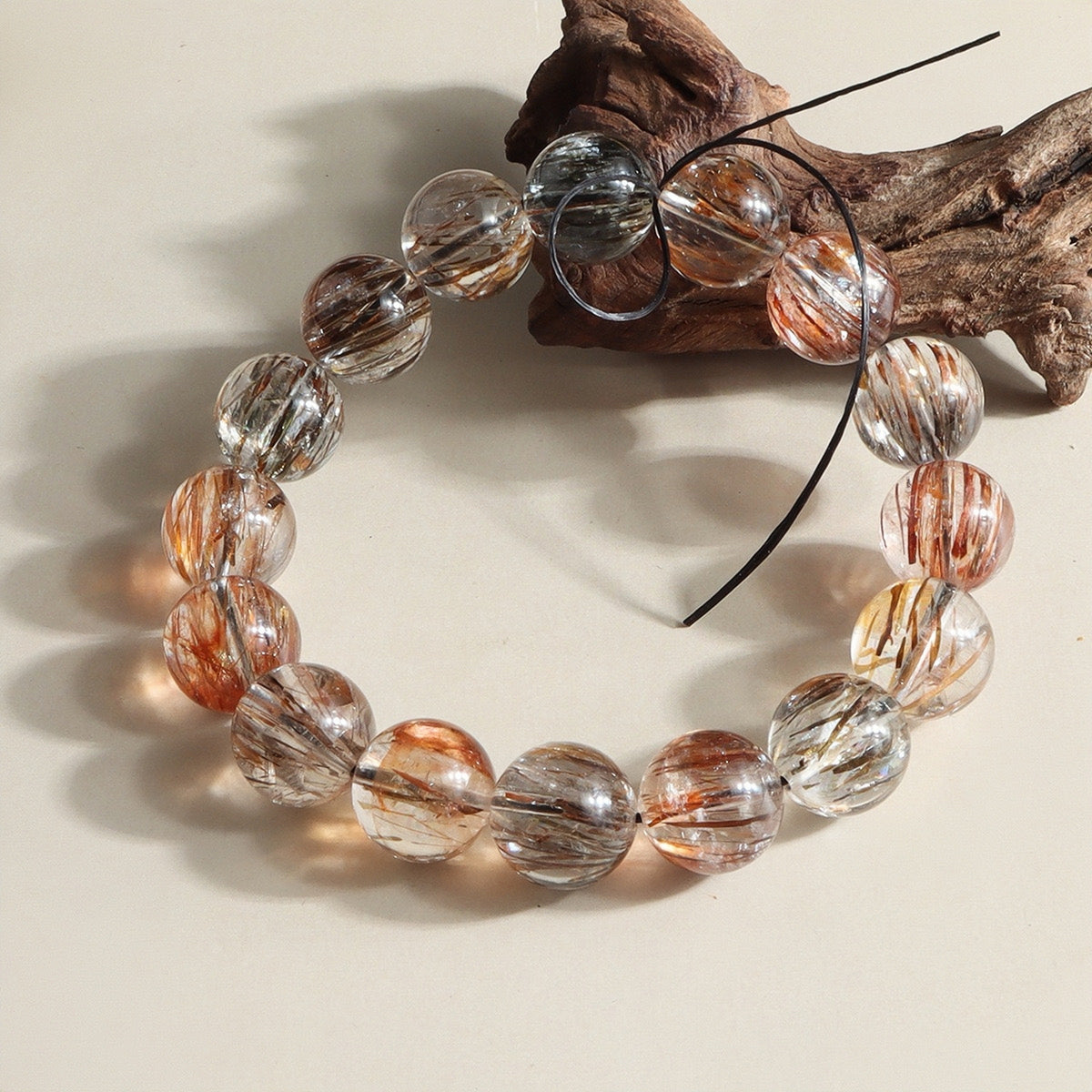 natural black gold rutilated quartz bracelet for protection clarity and personal power