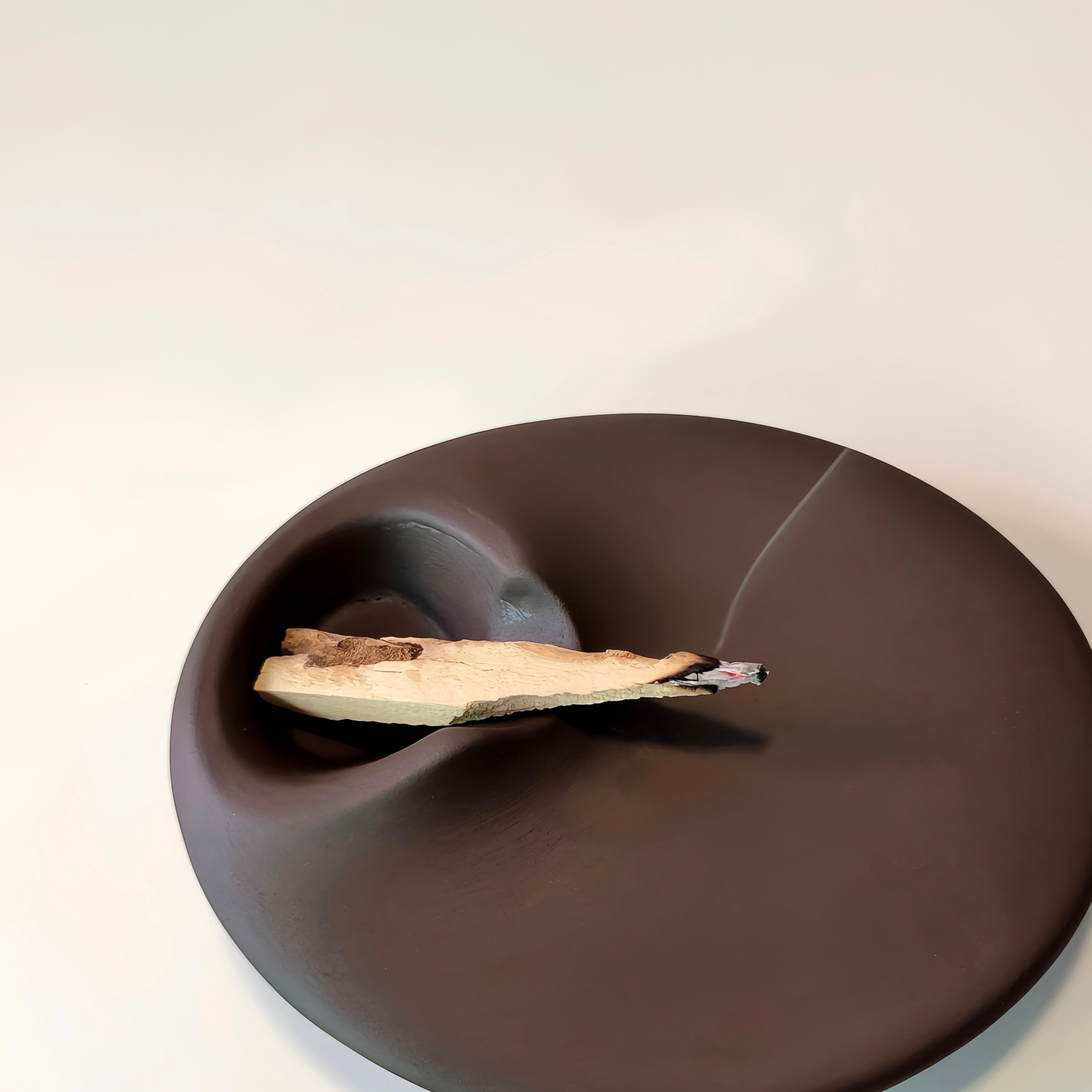 Minimalist brown concrete Palo Santo holder and smudge dish for cleansing, meditation, and crystal rituals