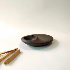 Minimalist brown concrete Palo Santo holder and smudge dish for cleansing, meditation, and crystal rituals