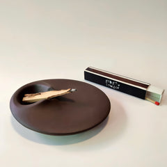 Minimalist brown concrete Palo Santo holder and smudge dish for cleansing, meditation, and crystal rituals
