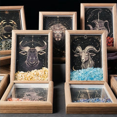 Zodiac Crystal Wall Art – Handmade Horoscope Stone Frame (12 Signs) - Auratract