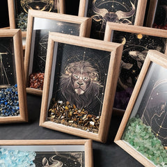 Zodiac Crystal Wall Art – Handmade Horoscope Stone Frame (12 Signs) - Auratract