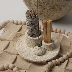 Concrete smudge bowl for incense, sage, or Palo Santo, fits modern and minimalist home decor style