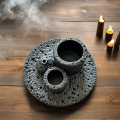 Concrete smudge bowl for incense, sage, or Palo Santo, fits modern and minimalist home decor style