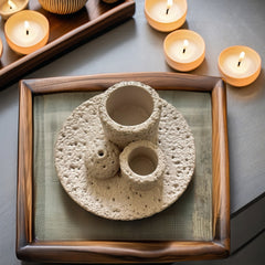 Concrete smudge bowl for incense, sage, or Palo Santo, fits modern and minimalist home decor style