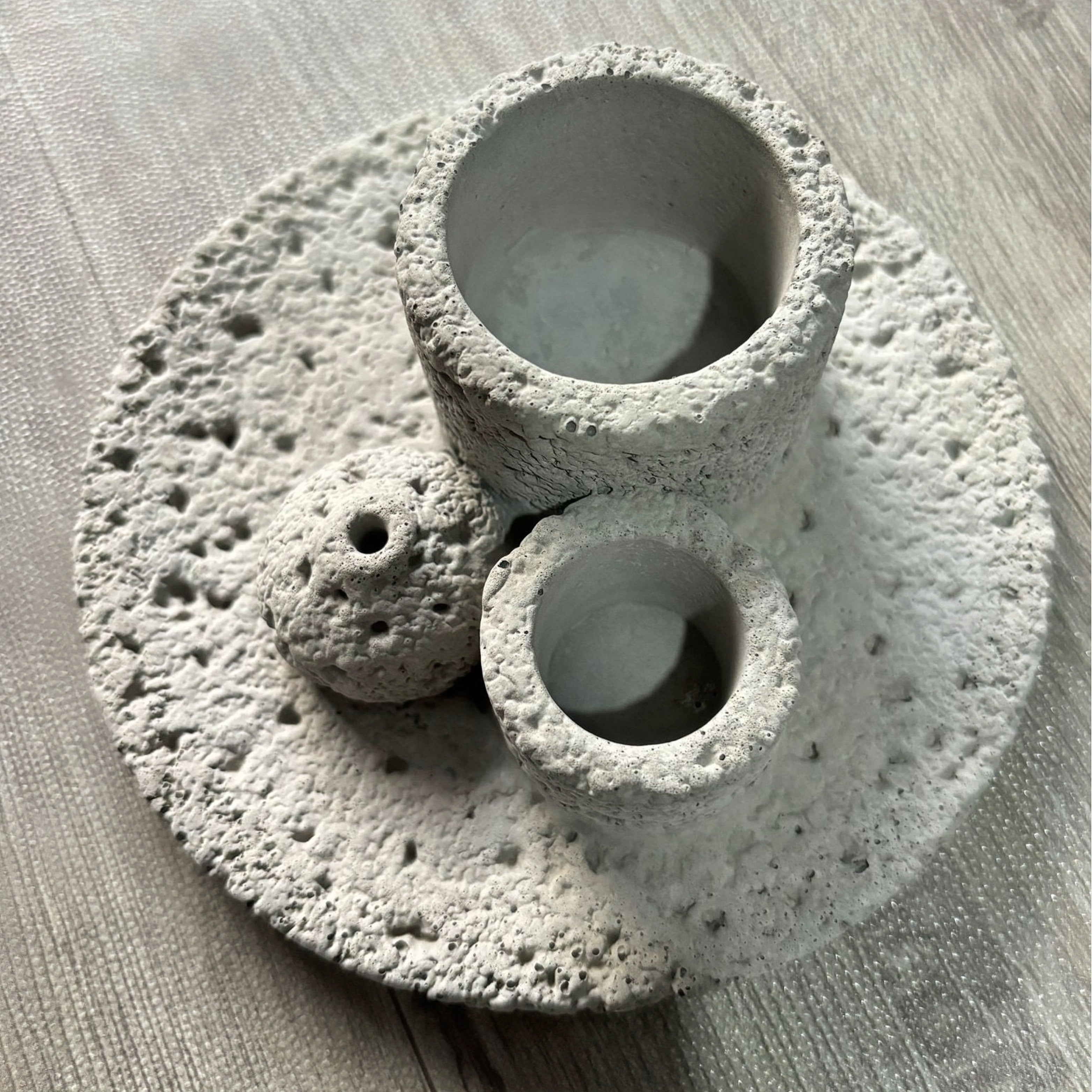 Concrete smudge bowl for incense, sage, or Palo Santo, fits modern and minimalist home decor style