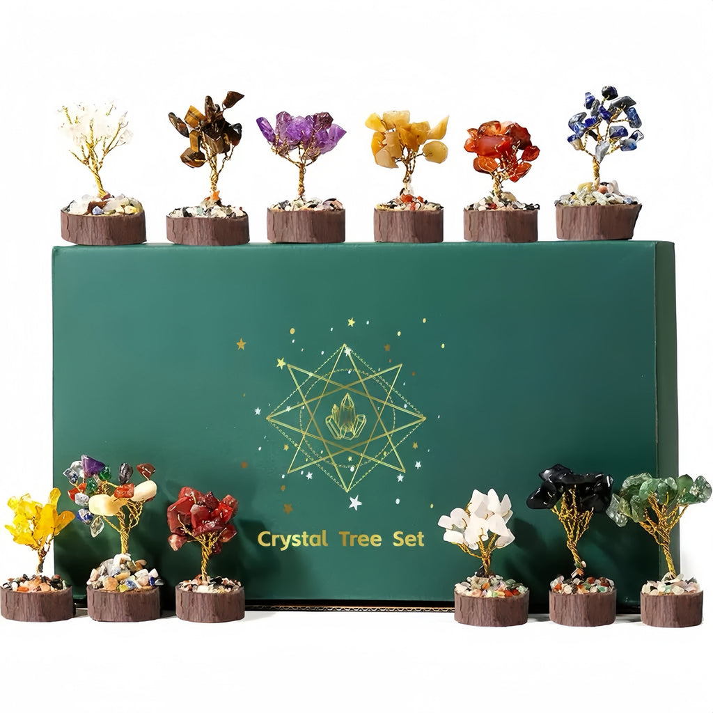 12 Mini Crystal Tree Set｜Feng Shui Gemstones for Energy Healing