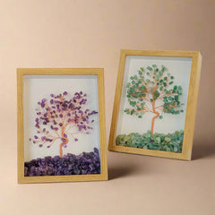 Natural crystal healing tree in minimalist home decor style