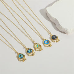 Starburst design evil eye necklace in gold finish