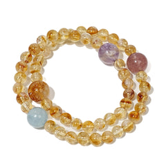 Multi-crystal bracelet with Citrine for abundance and Amethyst for wisdom