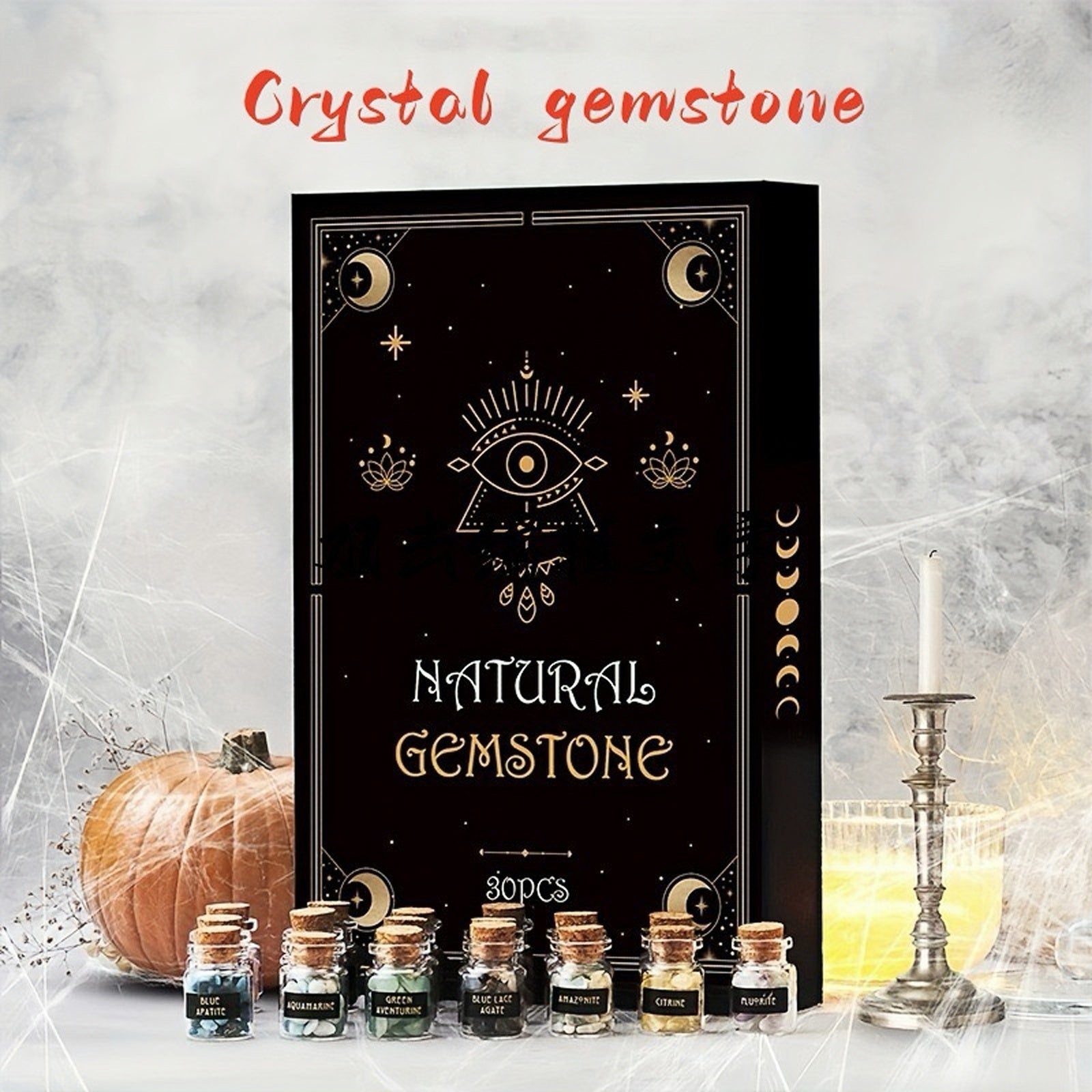 mini crystal bottles set for intention rituals and crystal display