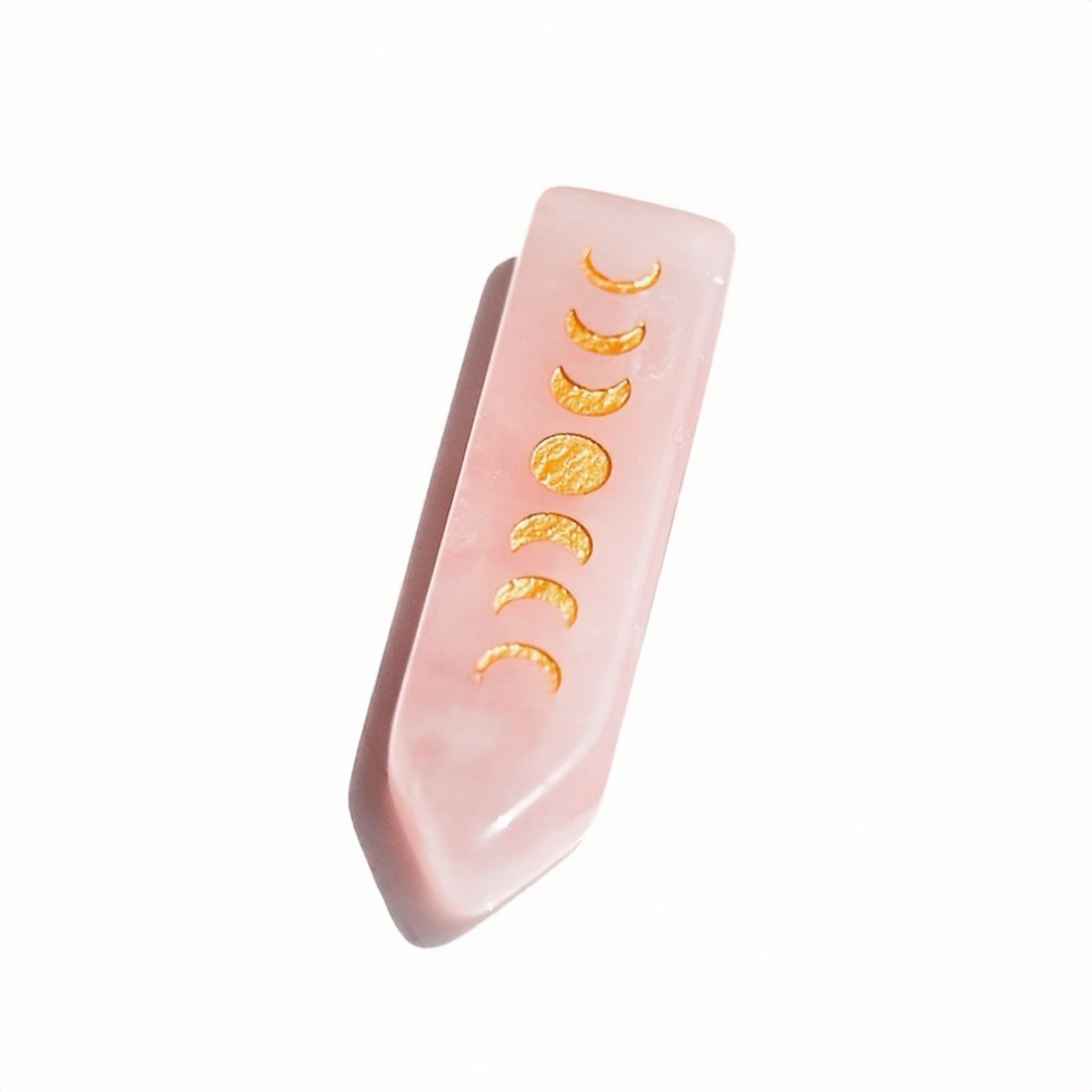 Rose quartz moon phase crystal wand for calm and self love