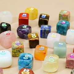 Cute crystal cubes made with mixed natural stones for colorful desk decor and small self-care gifts