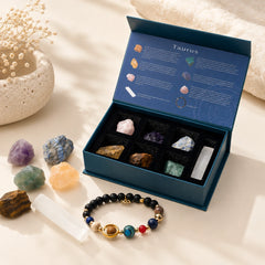 12 zodiac crystals displayed as a symbolic astrology crystal set for personal energy